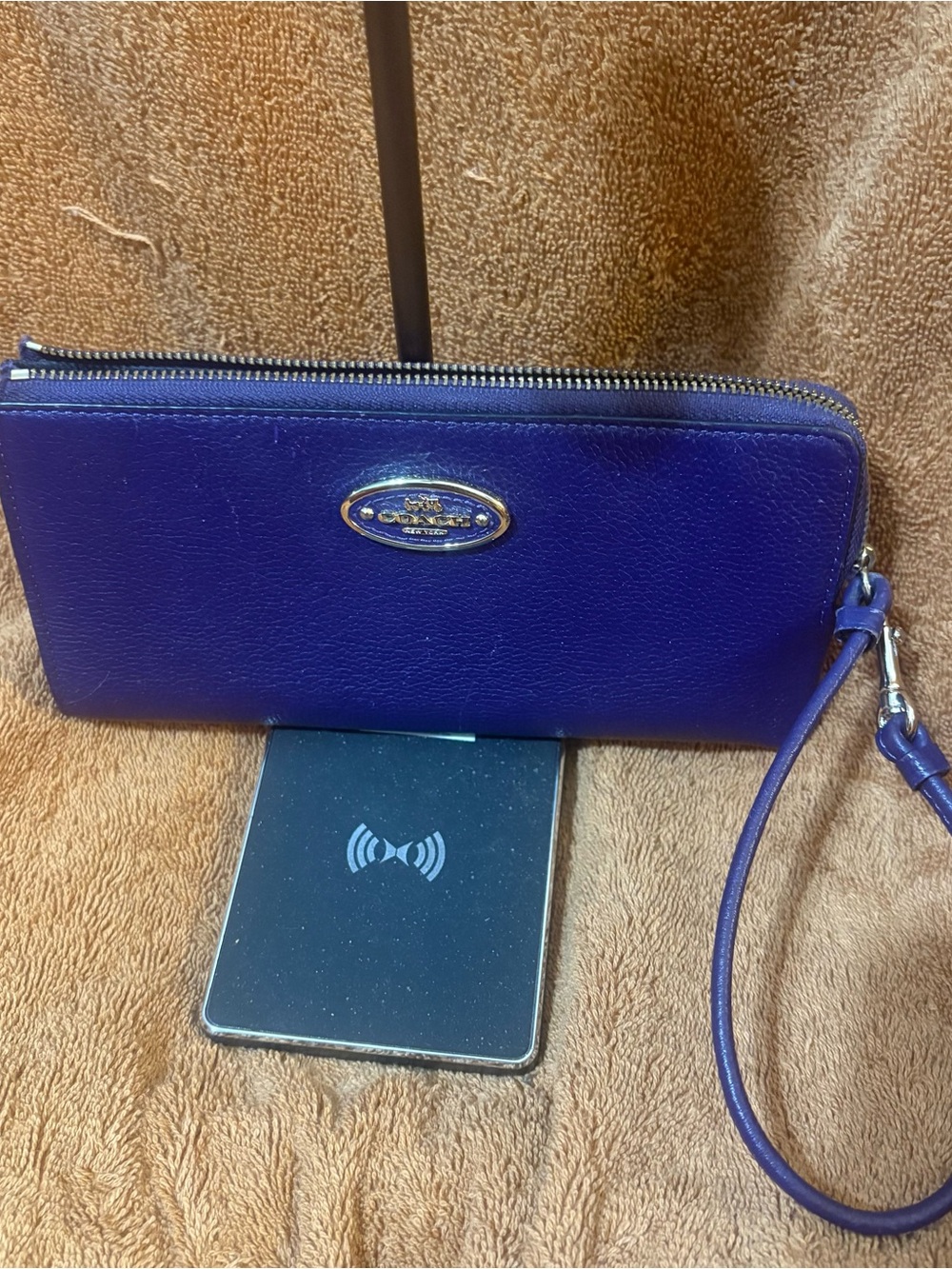 #30 Coach Royal Purple Long Zippy Leather Wristlet